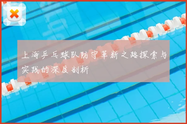 上海乒乓球队防守革新之路探索与实践的深度剖析