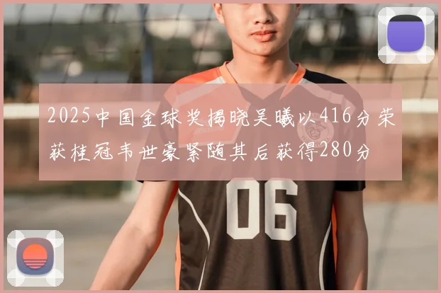 2025中国金球奖揭晓吴曦以416分荣获桂冠韦世豪紧随其后获得280分